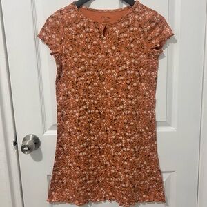 Art Class Orange Girl Floral Dress Big Kids Size XL (14)